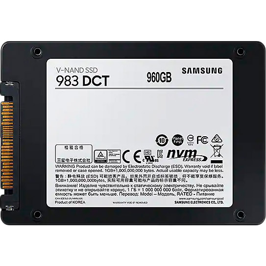 SSD накопитель SAMSUNG 983 DCT 960GB Enterprise (MZ-QLB960NE) Тип твердотельный накопитель (SSD)