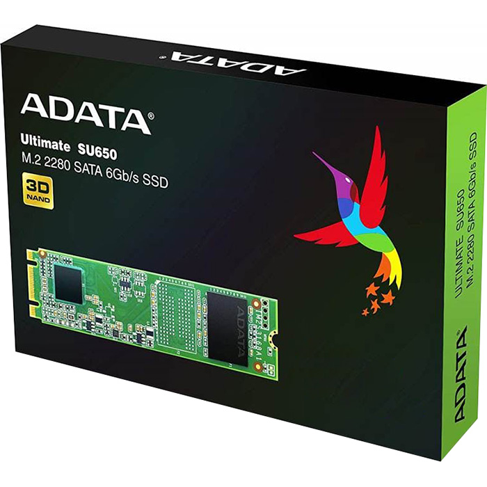 SSD накопитель ADATA SATA M.2 480GB SU650 2280 3D TLC (ASU650NS38-480GT-C) Форм-фактор M.2