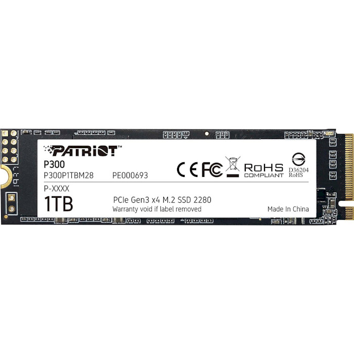 SSD накопитель PATRIOT M.2 NVMe PCIe 3.0 x4 1TB 2280 P300 (P300P1TBM28)