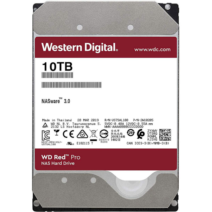 Жерсткий диск WD 3.5" SATA 3.0 10TB 7200 256MB Red Pro NAS (WD102KFBX)