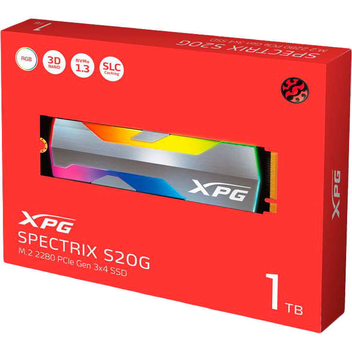 SSD накопитель ADATA M.2 NVMe PCIe 3.0 x4 1TB 2280 SPECTRIX RGB (ASPECTRIXS20G-1T-C) Форм-фактор M.2