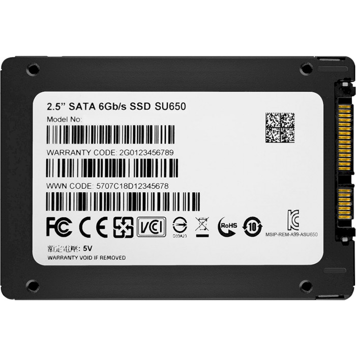 SSD накопичувач ADATA SATA 2.5" 256GB SU650 TLC (ASU650SS-256GT-R) Форм-фактор 2.5"