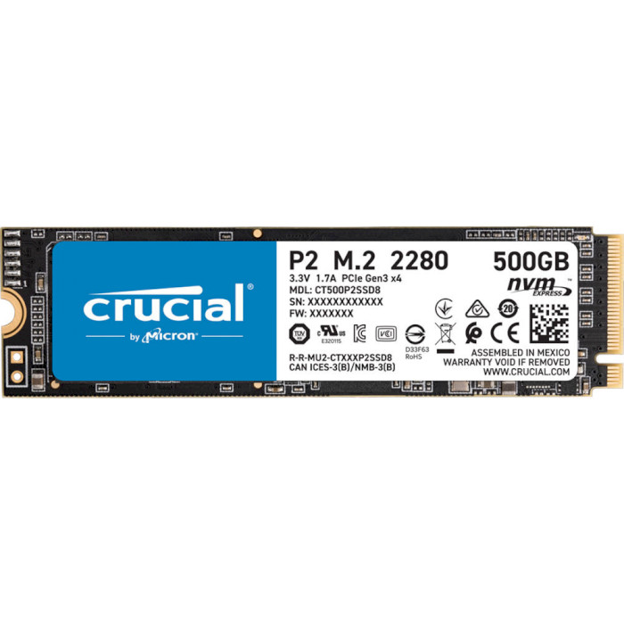 

SSD накопитель CRUCIAL 500GB P2 M.2 (CT500P2SSD8), 500GB P2 M.2 (CT500P2SSD8)