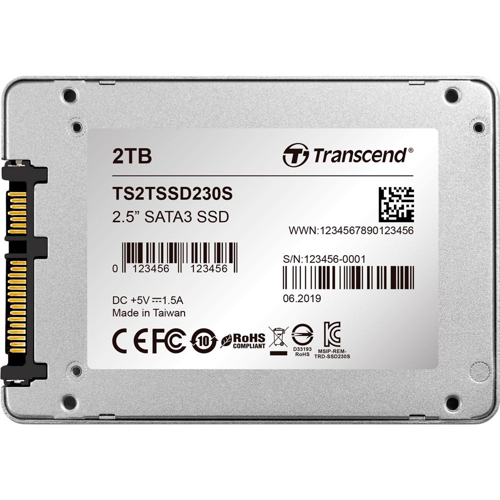 SSD накопичувач TRANSCEND 2.5 " 230 2TB SATA TLC (TS2TSSD230S) Ємність 2 Тб