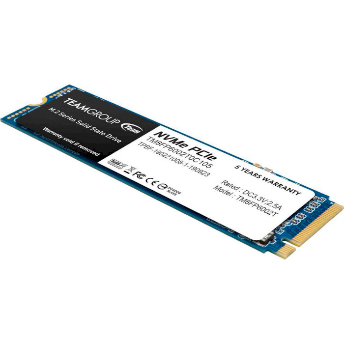 SSD накопичувач TEAM M.2 NVMe PCIe 3.0 x4 2TB MP33 2280 TLC (TM8FP6002T0C101) Тип твердотільний накопичувач (SSD)