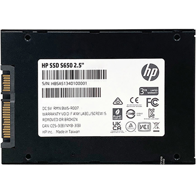 SSD накопичувач HP S650 480Gb 2.5" SATA III TLC (345M9AA) Призначення жорсткого диска для ноутбука
