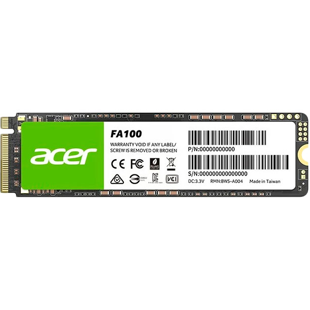 SSD накопичувач ACER 512GB FA100 M.2 2280 NVMe 1.4, Retail (BL.9BWWA.119) SSD накопичувач ACER 512GB FA100 M.2 2280 NVMe 1.4, Retail (BL.9BWWA.119)