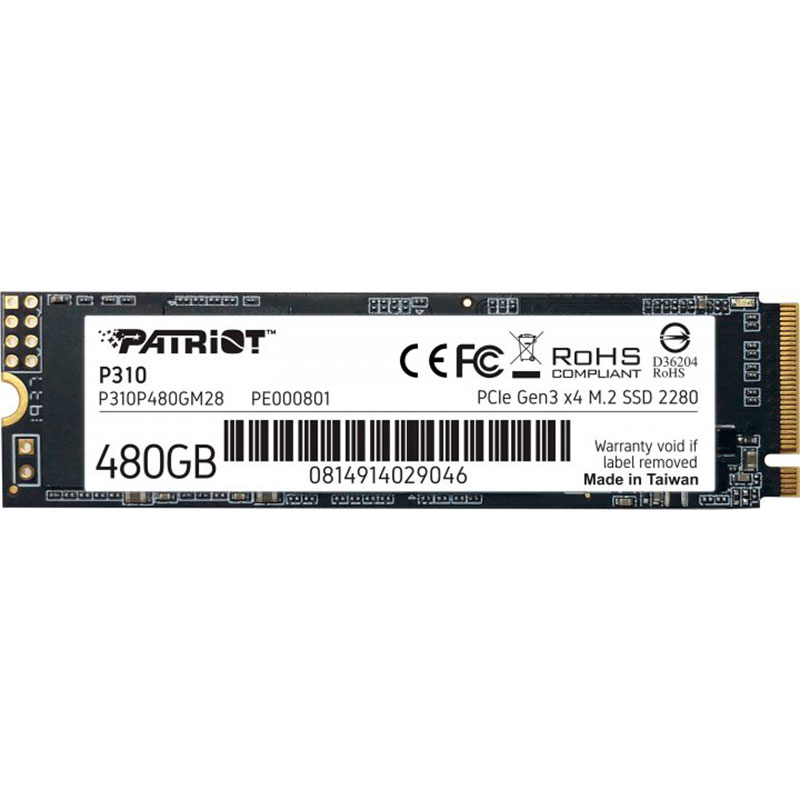 SSD накопитель PATRIOT 480GB P310 M.2 2280 PCIe NVMe 4.0 x4 TLC (P310P480GM28)