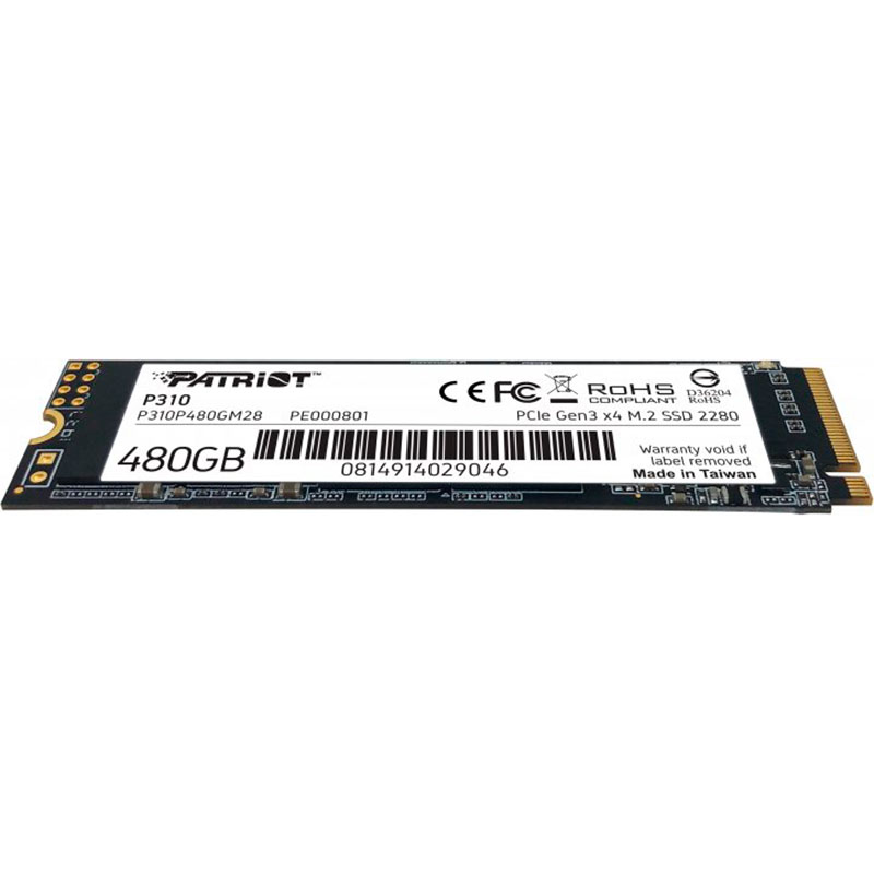 SSD накопитель PATRIOT 480GB P310 M.2 2280 PCIe NVMe 4.0 x4 TLC (P310P480GM28) Тип твердотельный накопитель (SSD)