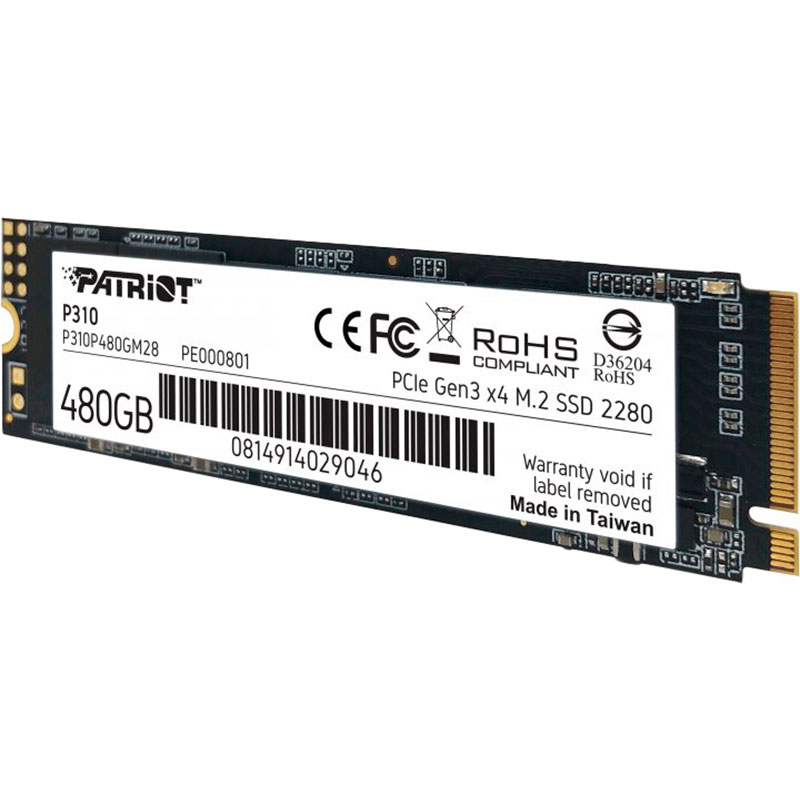 SSD накопитель PATRIOT 480GB P310 M.2 2280 PCIe NVMe 4.0 x4 TLC (P310P480GM28) Емкость 480 Гб