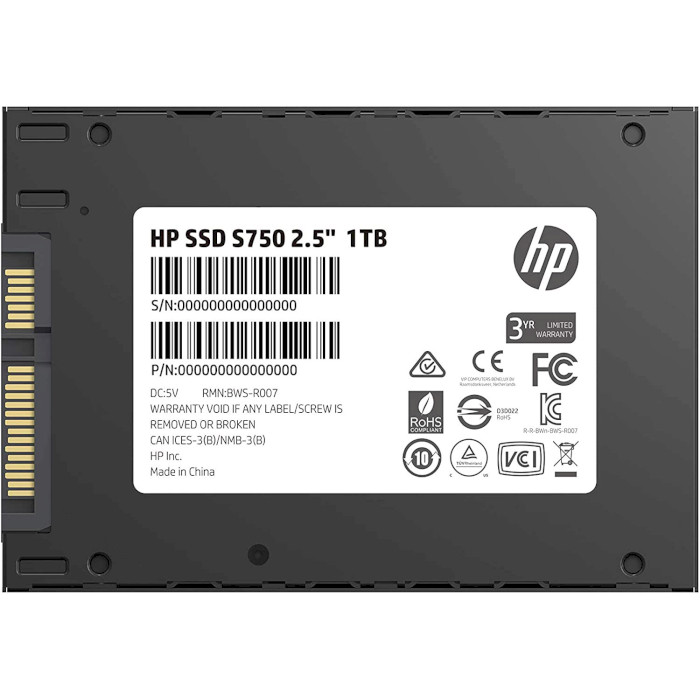 SSD накопитель HP 1TB S750 SATA III 2.5" TLC (16L54AA) Форм-фактор 2.5"