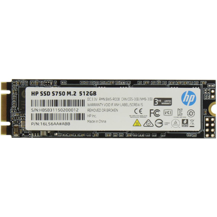 SSD накопичувач HP 512Gb S750 M.2 2280 SATA III 3D NAND TLC (16L56AA) SSD накопичувач HP 512Gb S750 M.2 2280 SATA III 3D NAND TLC (16L56AA)