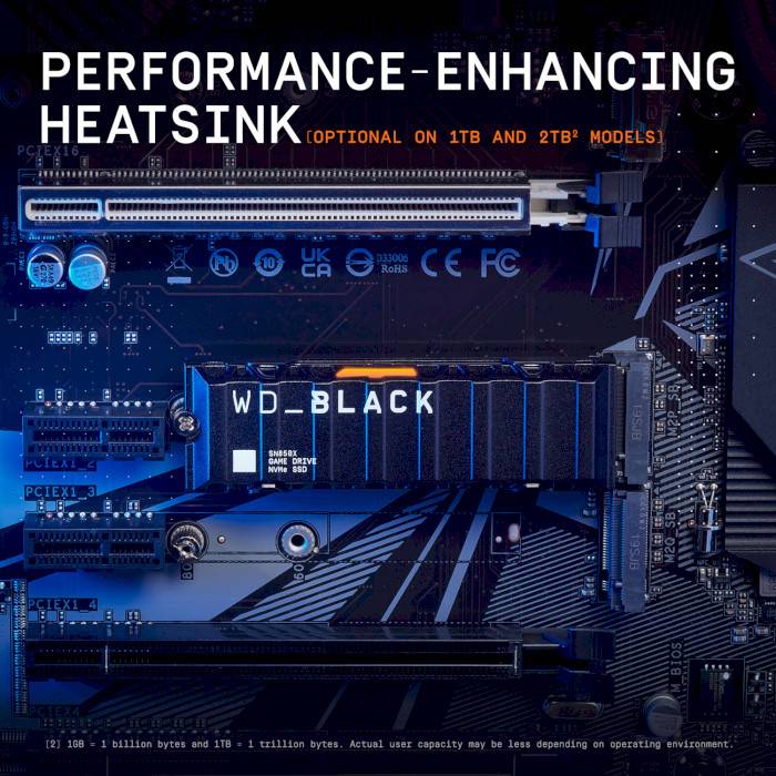Внешний вид SSD накопитель WD SN850X M.2 1TB Black + радиатор (WDS100T2XHE)