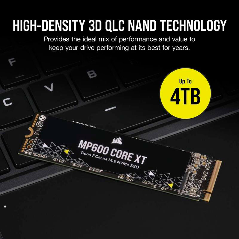 SSD накопитель CORSAIR 1TB M.2 NVMe MP600 Core XT 2280 3D QLC (CSSD-F1000GBMP600CXT) Емкость 1 Тб