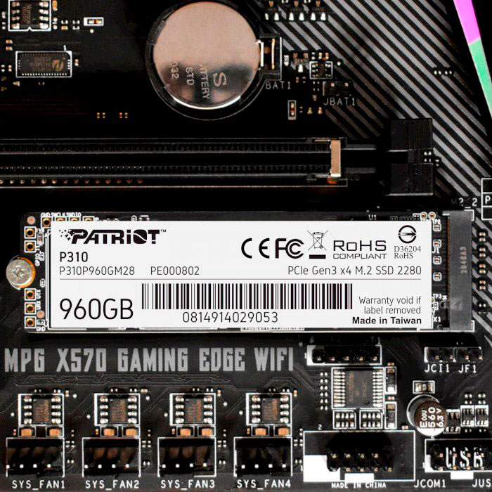 Фото SSD накопичувач PATRIOT 960GB P310 M.2 2280 NVMe TLC (P310P960GM28)