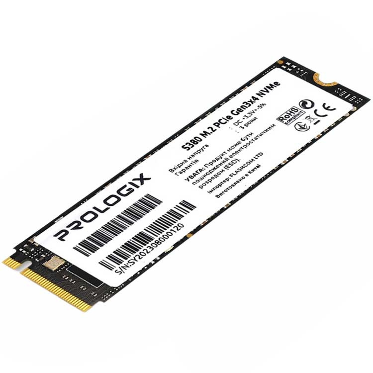 SSD накопичувач PROLOGIX 256GB S380 M.2 2280 NVMe TLC (PRO256GS380) Тип твердотільний накопичувач (SSD)