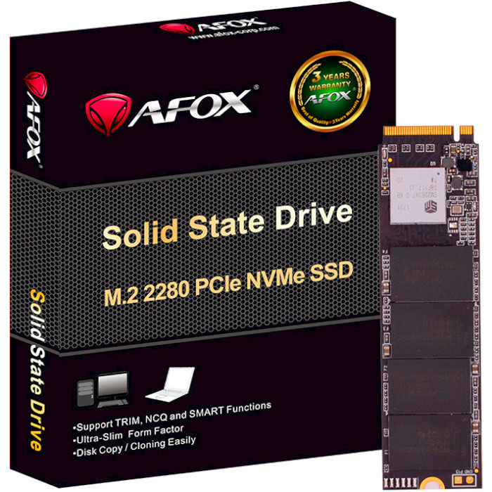 SSD накопитель AFOX 512GB ME300 M.2 2280 PCIe NVMe Gen 3x4 3D QLC NAND Retail (ME300-512GQN) Тип твердотельный накопитель (SSD)