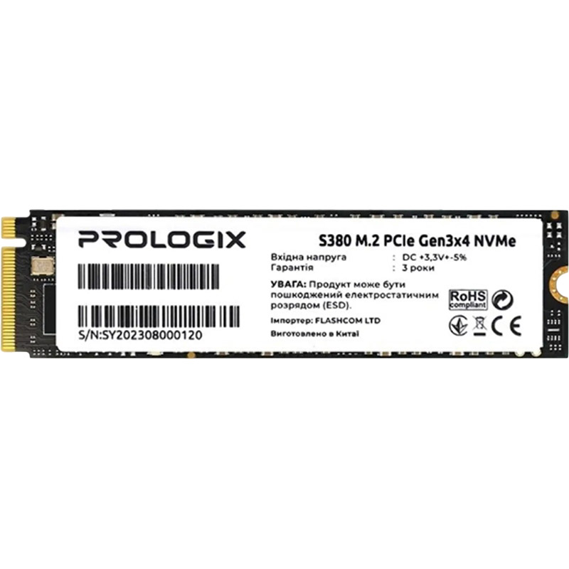 SSD накопитель PROLOGIX 512GB S380 M.2 2280 PCIe 3.0 x4 NVMe TLC (PRO512GS380)