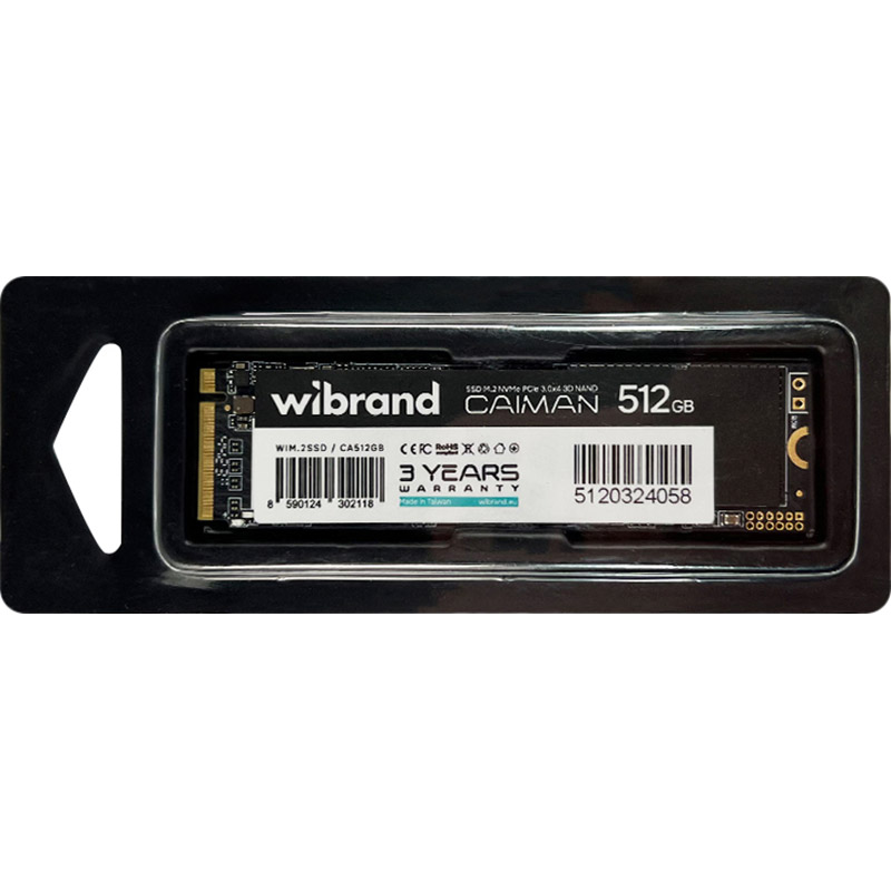 SSD накопичувач WIBRAND SSD M.2 2280 512GB Caiman (WIM.2SSD/CA512GB) Тип твердотільний накопичувач (SSD)