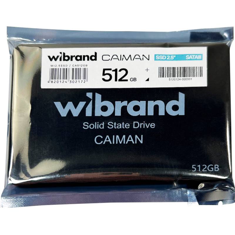 SSD накопитель WIBRAND Caiman 512GB 2.5" 7мм SATAIII Bulk (WI2.5SSD/CA512GB) Тип твердотельный накопитель (SSD)