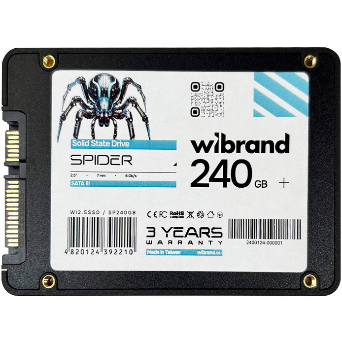 SSD накопичувач WIBRAND Spider 240GB 2.5" 7mm SATAIII Bulk (WI2.5SSD/SP240GB) Призначення жорсткого диска для ноутбука