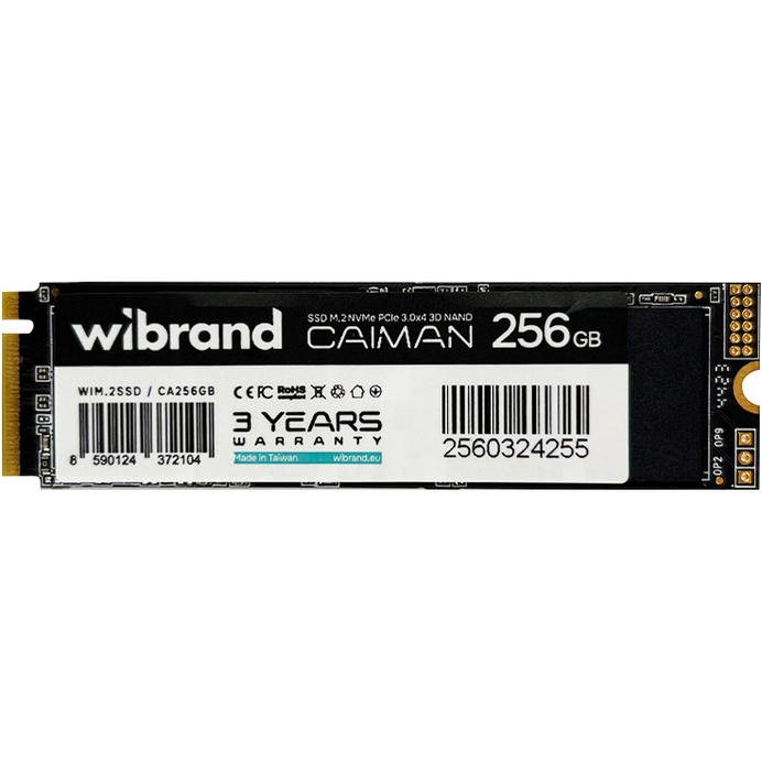 SSD накопитель WIBRAND Caiman 256GB M.2 2280 NVMe PCIe 3.0 x 4 (WIM.2SSD/CA256GB)