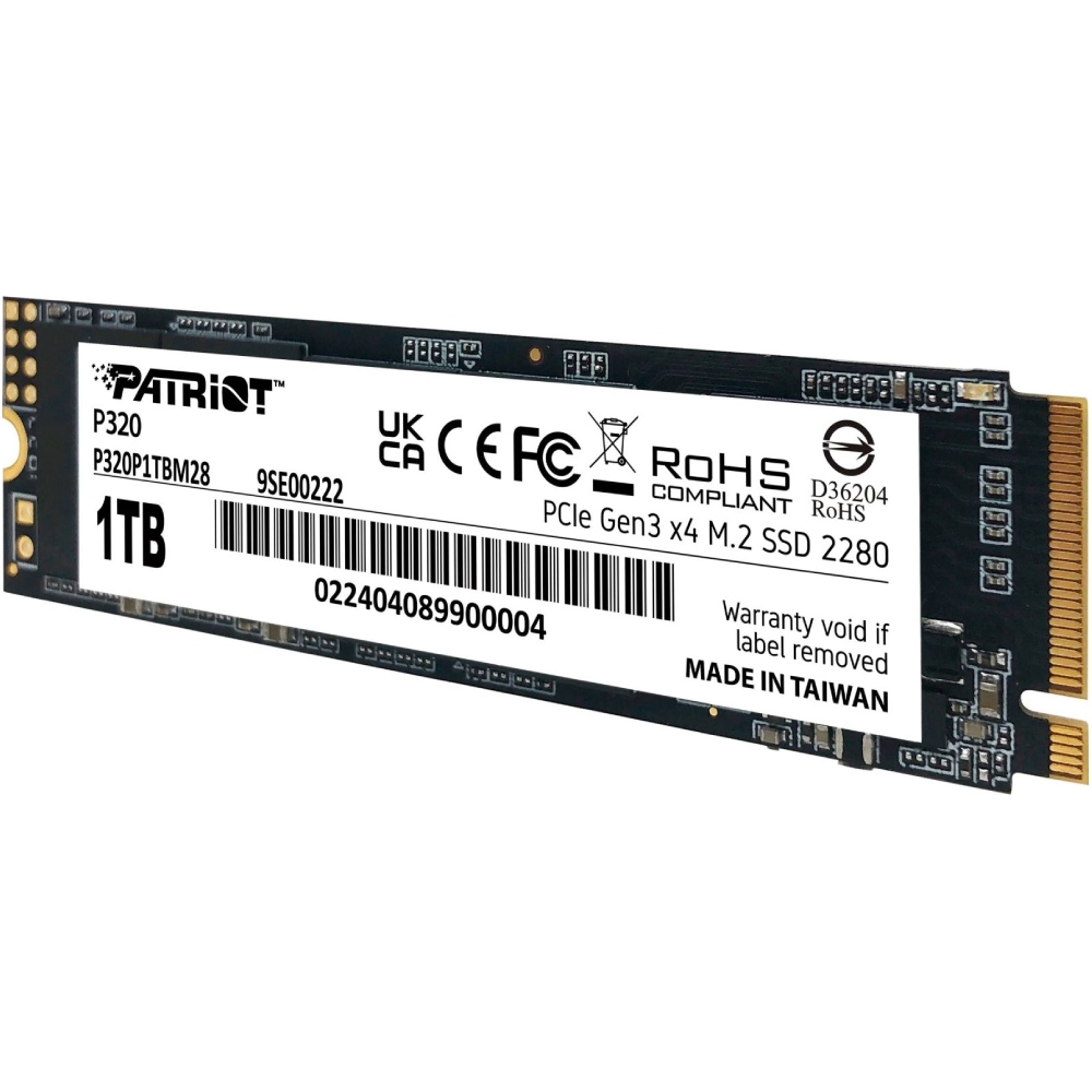 SSD-накопитель PATRIOT M.2 1TB P320 NVMe 2280 (P320P1TBM28) Тип твердотельный накопитель (SSD)