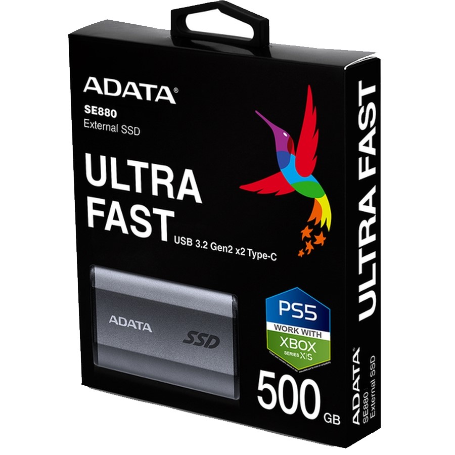 Зовнішній накопичувач SSD ADATA USB 3.2 500GB (AELI-SE880-500GCGY) Ємність 500 Гб