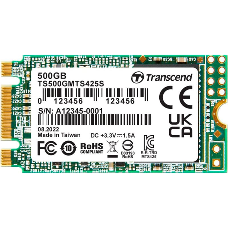 SSD накопичувач TRANSCEND 425S 500GB M.2 2242 SATAIII 3D NAND TLC (TS500GMTS425S)