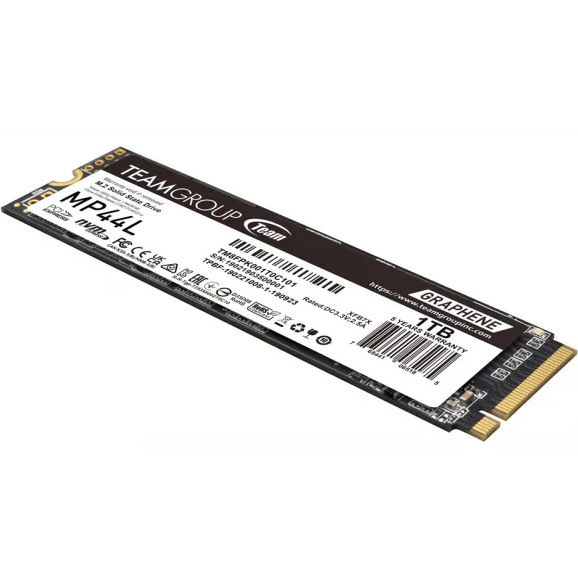 SSD накопитель TEAM MP44L 1TB (TM8FPK001T0C101) Дополнительно Программное обеспечение мониторинга SMART; Поддерживает последние стандарты NVMe, параметры оптимизации Windows TRIM и код проверки четности низкой плотности LDPC; Графеновое покрытие, рассеивающее тепло