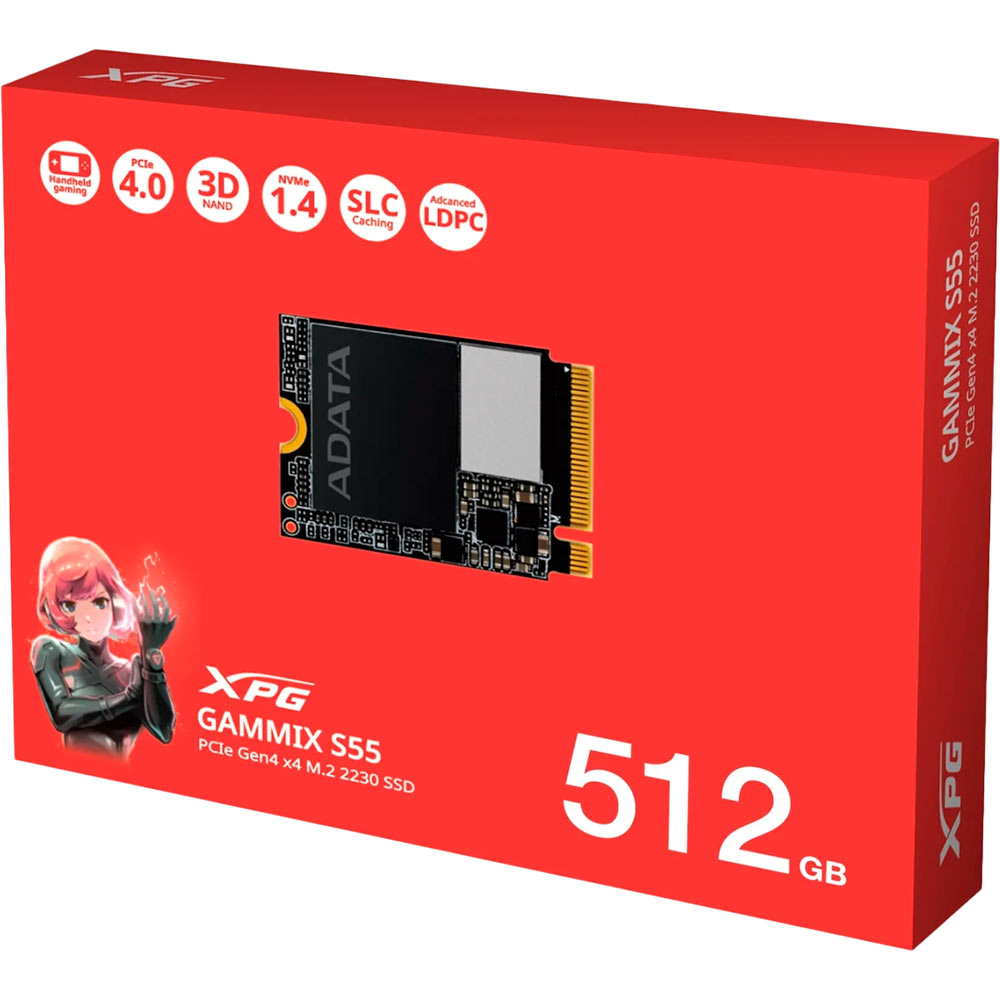 SSD накопичувач ADATA M.2 2230 GAMMIX S55 512GB (SGAMMIXS55-512G-C) Тип твердотільний накопичувач (SSD)