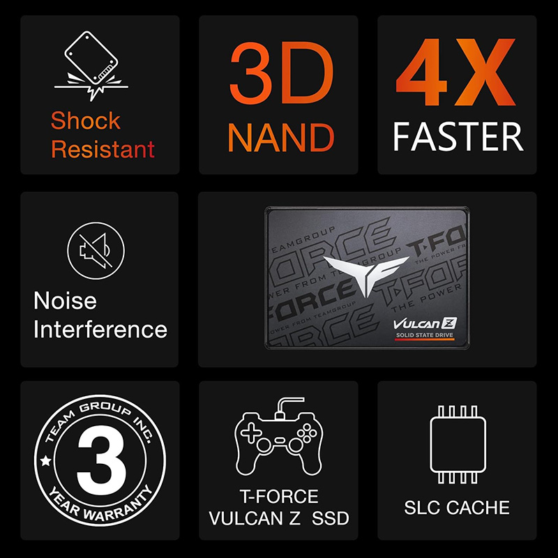 Фото SSD накопитель TEAM Vulcan Z 256GB 2.5" SATAIII 3D TLC (T253TZ256G0C101)