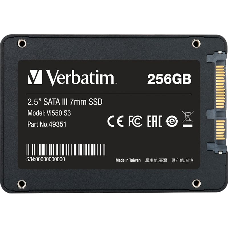SSD накопичувач VERBATIM Vi550 S3 256GB SATAIII 3D NAND (TLC) (49351) Призначення жорсткого диска для настільного комп'ютера