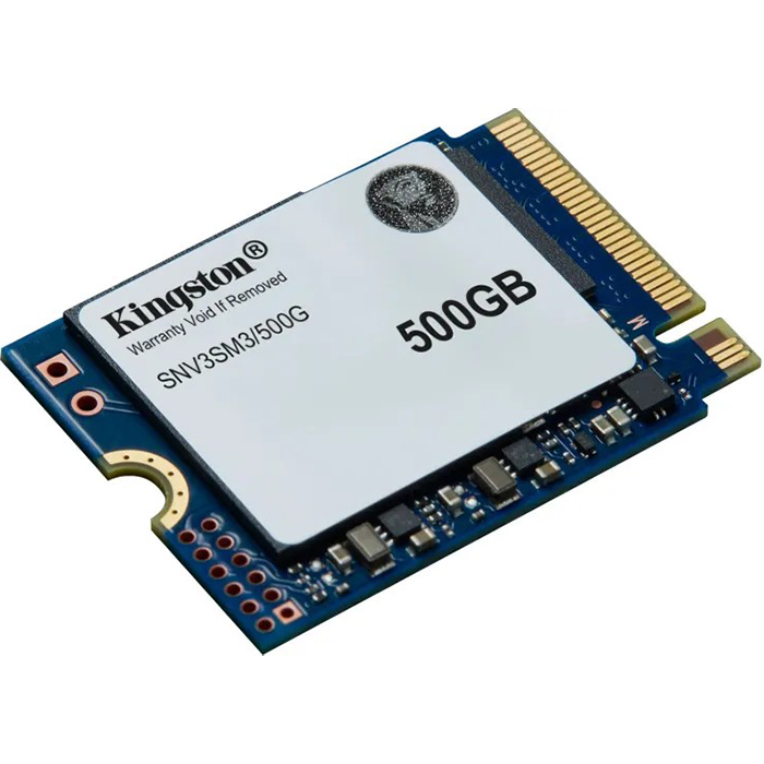 SSD накопитель KINGSTON NV3 500GB M.2 2230 NVMe PCIe 4.0 x4 3D NAND (SNV3SM3/500G) Дополнительно NVMe PCIe Gen 4.0 x4; 3D NAND; форм-фактор M.2 2230; односторонний монтаж элементов; ресурс 160 TBW; рабочая температура 0–70 °C; вибрационная устойчивость 10 g (10–1000 Гц)