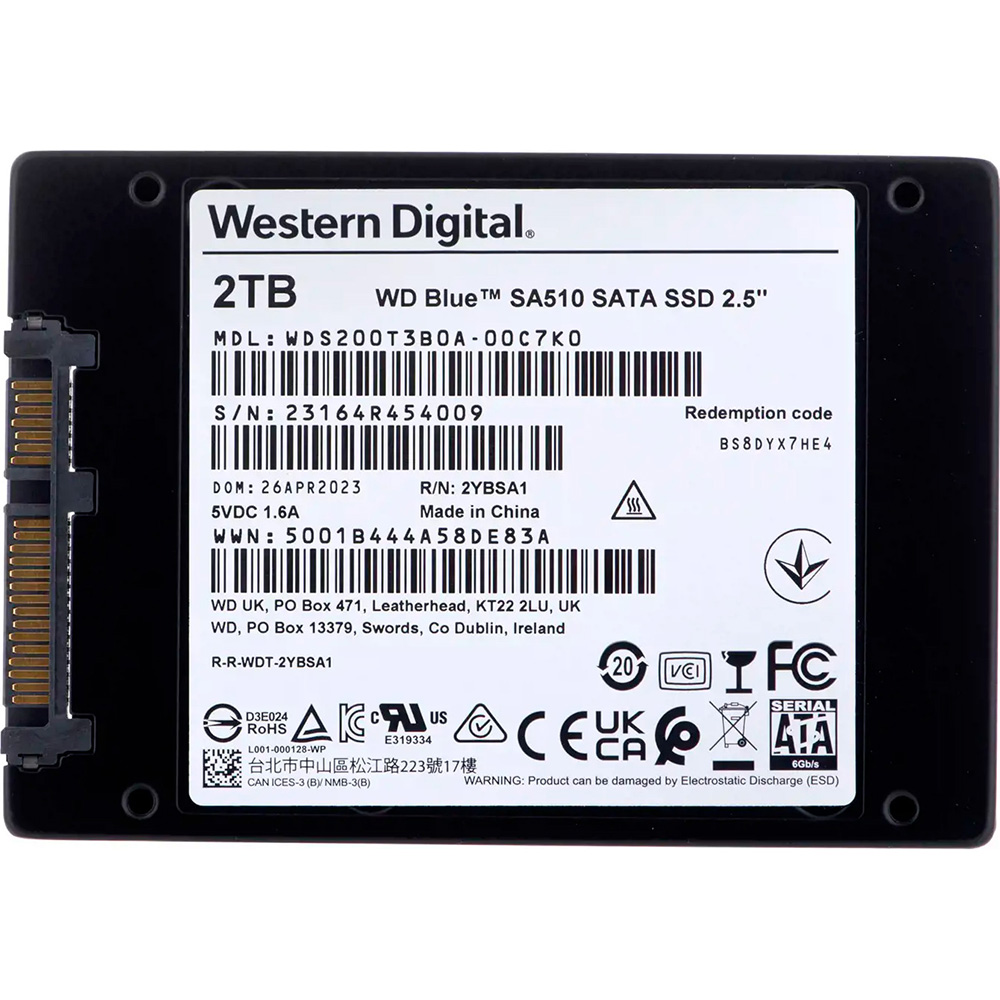 SSD накопичувач WD SA510 2.5" 2TB (WDS200T3B0A) Форм-фактор 2.5"
