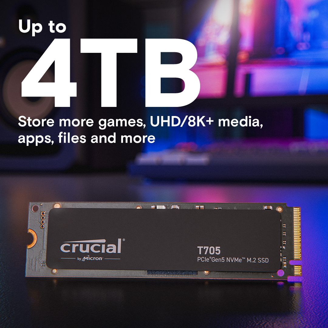 SSD накопичувач MICRON Crucial T705 4TB (CT4000T705SSD3) Тип твердотільний накопичувач (SSD)