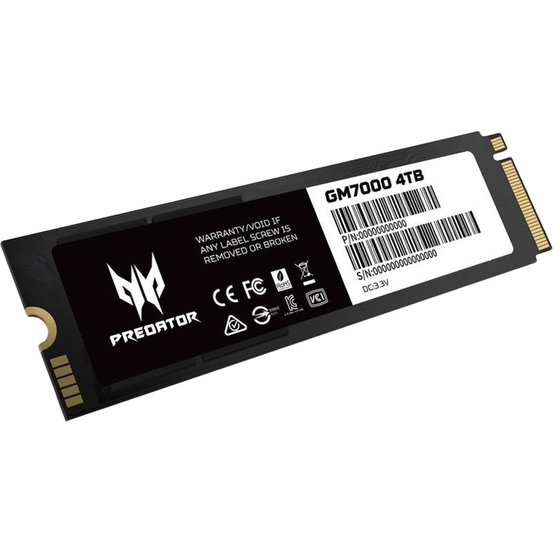 SSD накопичувач ACER Predator M.2 2280 4TB GM7000 (BL.9BWWR.107) Додатково TBW: 3000