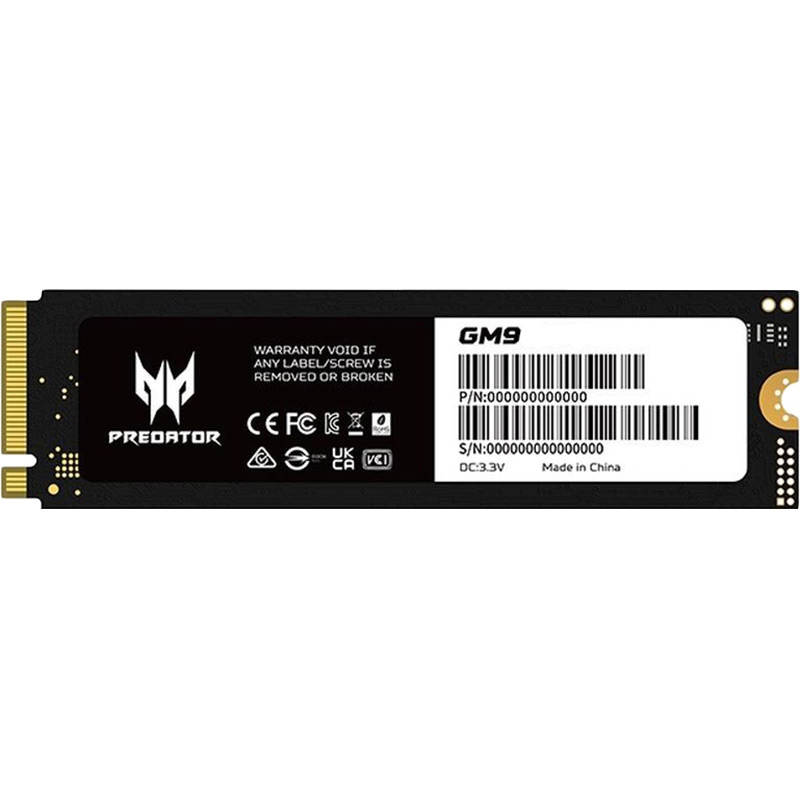 SSD накопичувач ACER M.2 2280 4TB GM9 Predator (BL.9BWWR.138) Додатково TBW: 3200