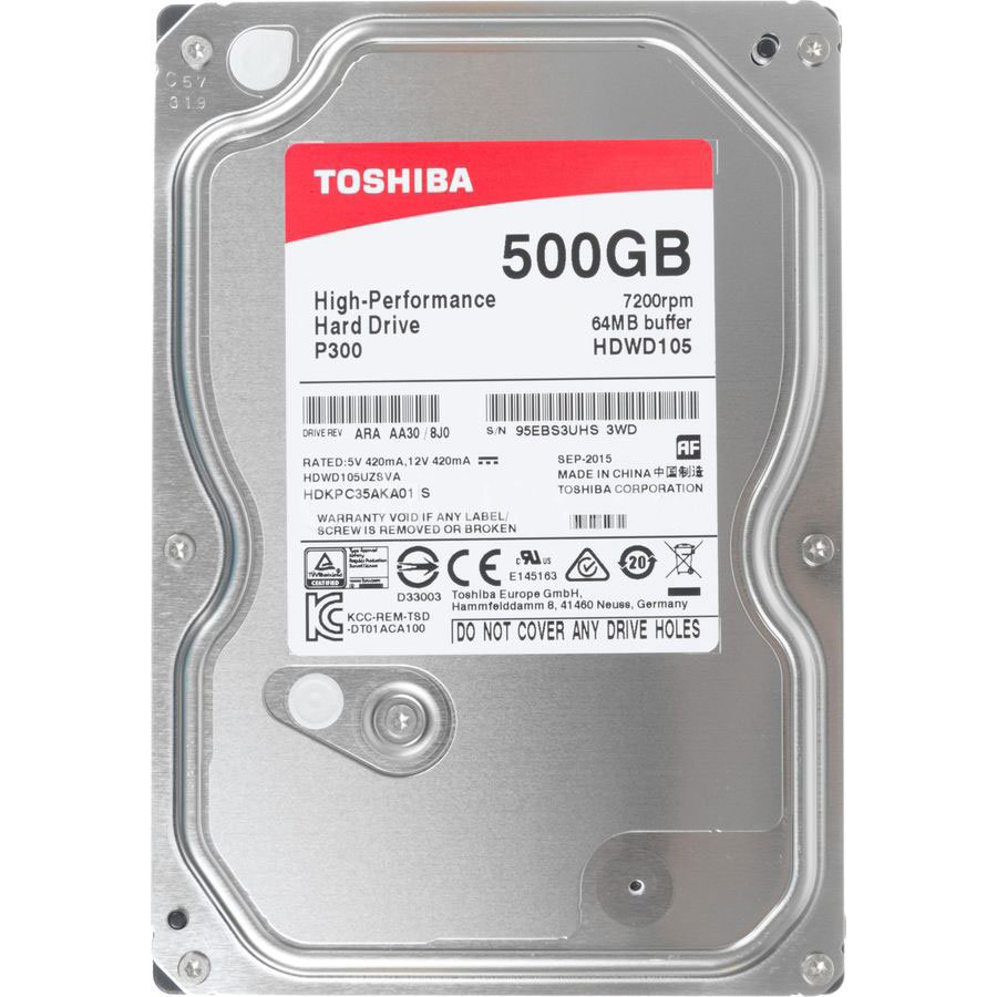Жорсткий диск TOSHIBA 500Gb 7200rpm 64Mb SATAIII P300 (HDWD105UZSVA)