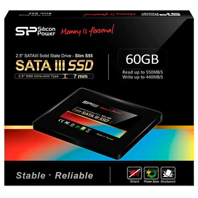 SSD накопитель SILICON POWER S55 60Gb SATAIII (SP060GBSS3S55S25)