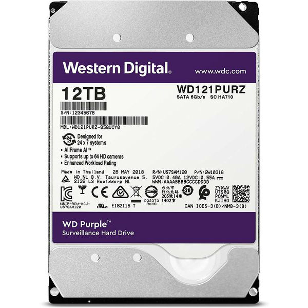 

Жесткий диск WD 12TB 5400rpm 256Mb SATAIII (WD121PURZ), 12TB 5400rpm 256Mb SATAIII WD121PURZ