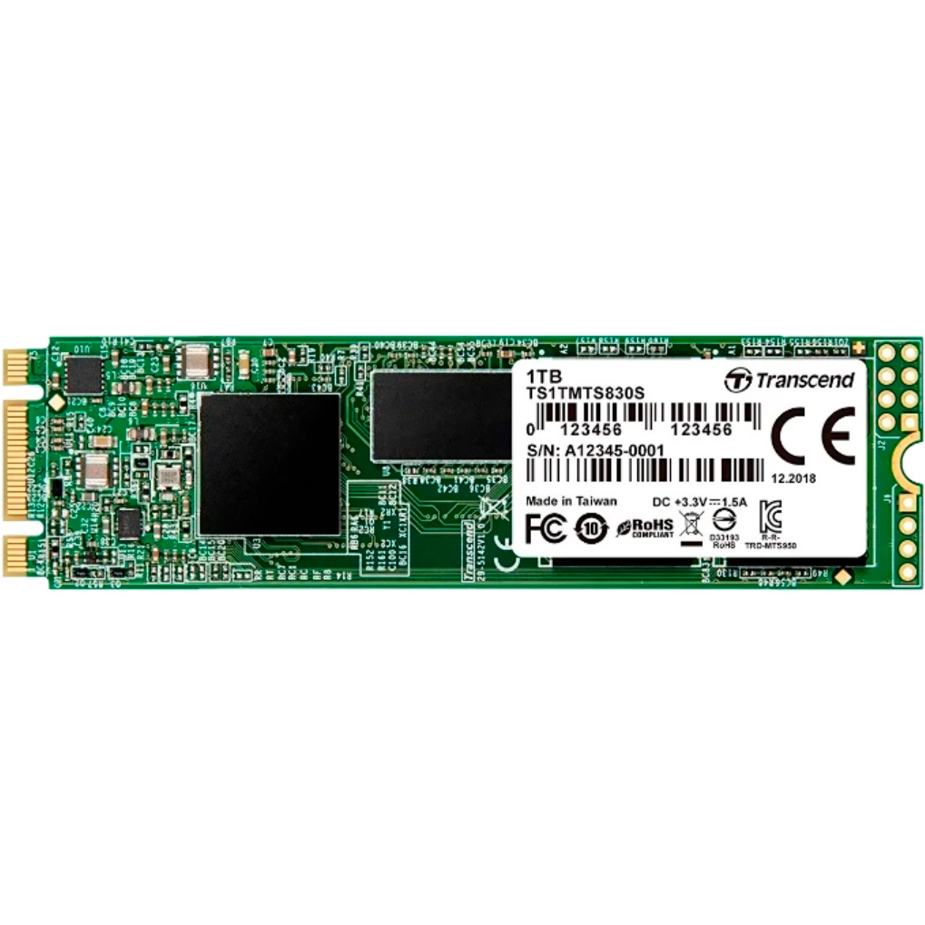 SSD накопитель TRANSCEND MTS830S 1TB M.2 2280 SATAIII 3D TLC (TS1TMTS830S)