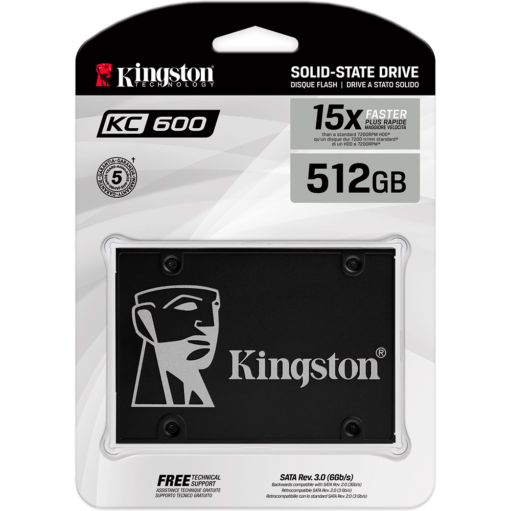 SSD накопичувач KINGSTON KC600 512GB SATAIII (SKC600/512G) Тип твердотільний накопичувач (SSD)