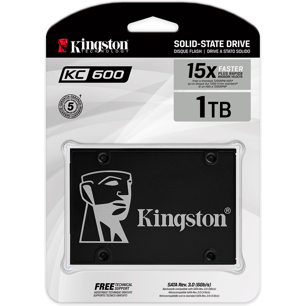 SSD накопитель KINGSTON KC600 1TB SATAIII 3D NAND (SKC600/1024G) Тип твердотельный накопитель (SSD)