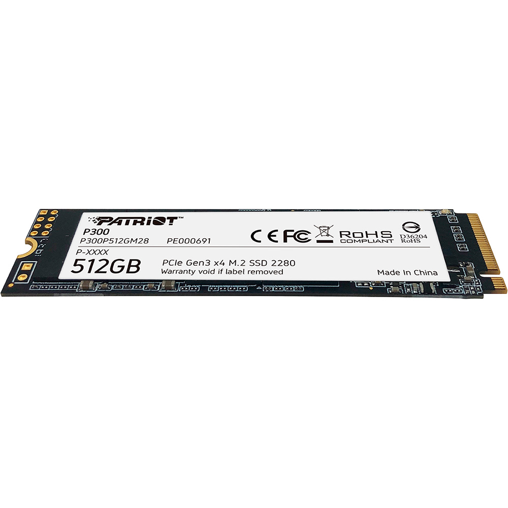 SSD накопитель PATRIOT P300 512GB M.2 NVMe 3D TLC (P300P512GM28) Тип твердотельный накопитель (SSD)