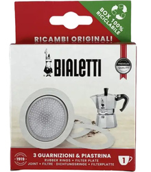 Набор для гейзерной кофеварки BIALETTI 3 уплотнителя + сито на 1 чашку (0800031/NP)