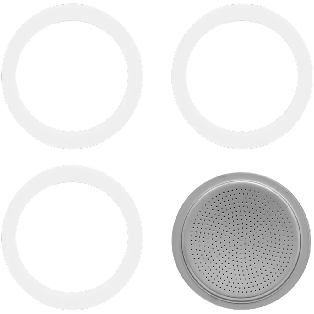 Набор для гейзерной кофеварки BIALETTI 3 уплотнителя + сито на 6 чашек (0800034/NP) Комплектация 3 уплотнителя + сито на 6 чашек