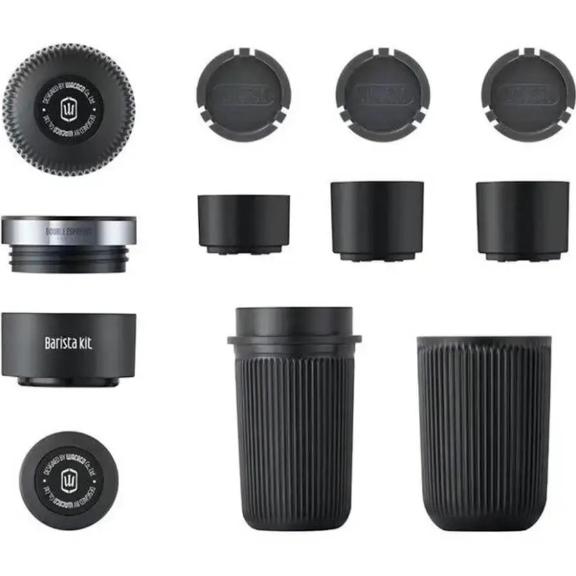 Набір бариста WACACO Barista Kit для Nanopresso (BAR_KIT) Комплектація фільтр-контейнер із кришкою на 16 г - 2 шт; фільтр-контейнер із кришкою на 8 г; резервуар для води; велика чашка для еспресо, подвійне кільце-адаптер, темпер, інструкція