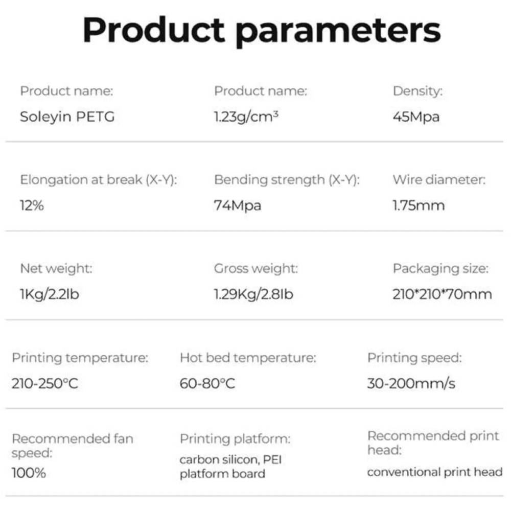 Фото Пластик для 3D принтера CREALITY PETG Filament Soleyin 1кг 1.75мм White (3301030164)
