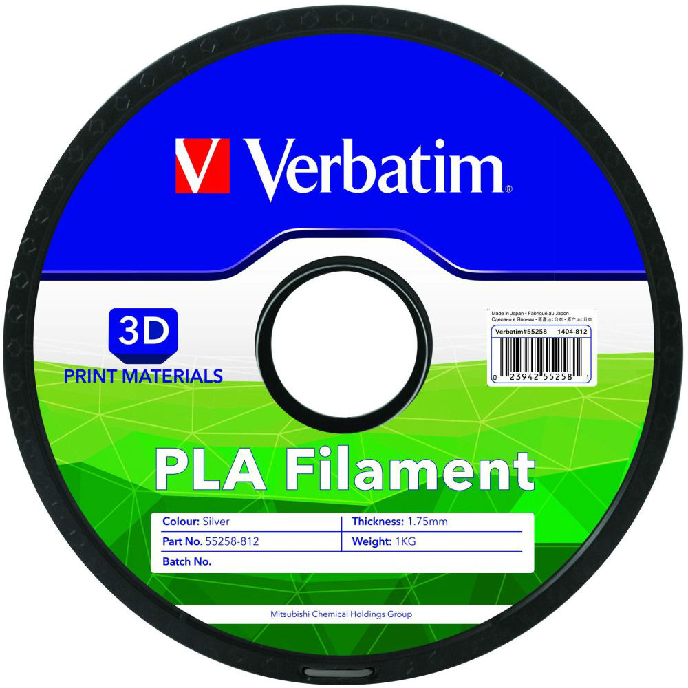 PLA-волокно VERBATIM 3D printer filament PLA 1.75 mm Silvery (55258) Тип пластика PLA